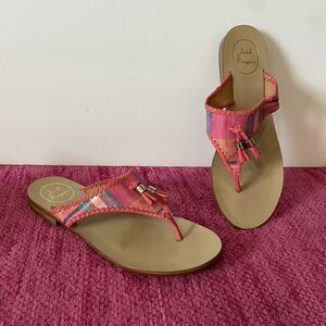 Jack Rogers Alana Tasseled Sandals Pink Plaid Size 9